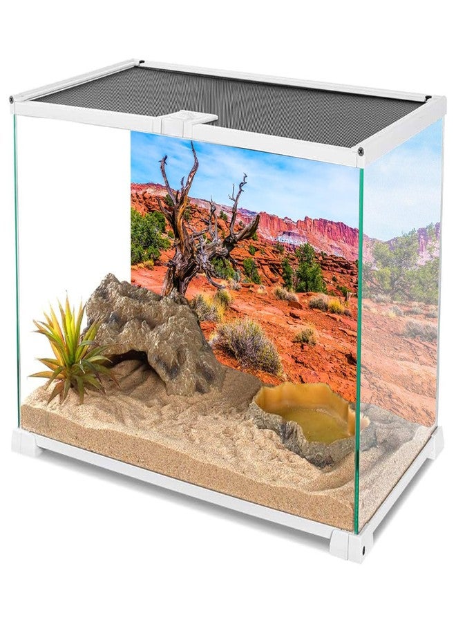 AWERT 48x18 inches Reptile Habitat Background Blue Sky Oasis Orange Desert Terrarium Background Durable Polyester Background - Image 3